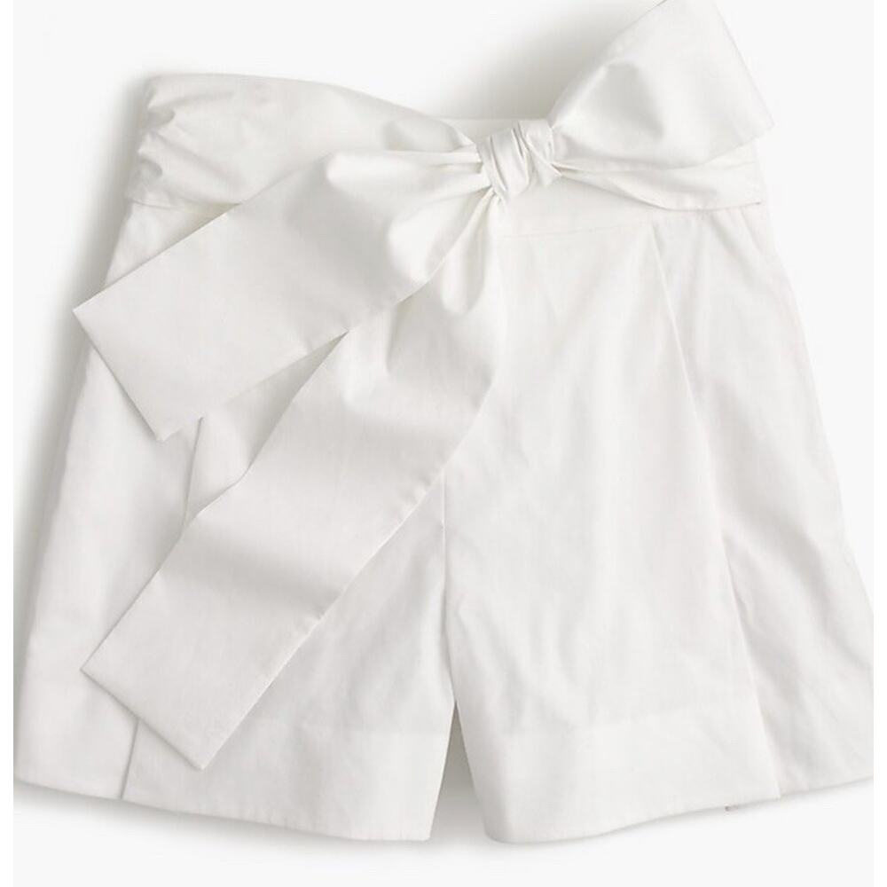 J. Crew White High-Waist Bow Tie Shorts